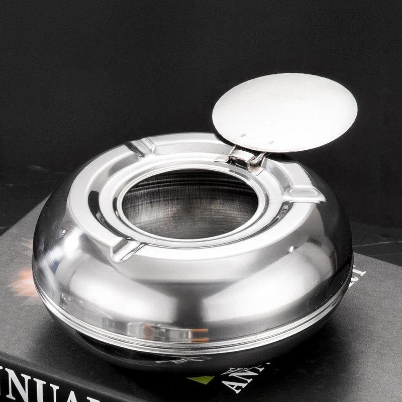 

Stainless Steel Ashtray With Lid, Windproof, Detachable Outdoor Ashtray With A Holder, Suitable For Home Use, Bedroom, Office