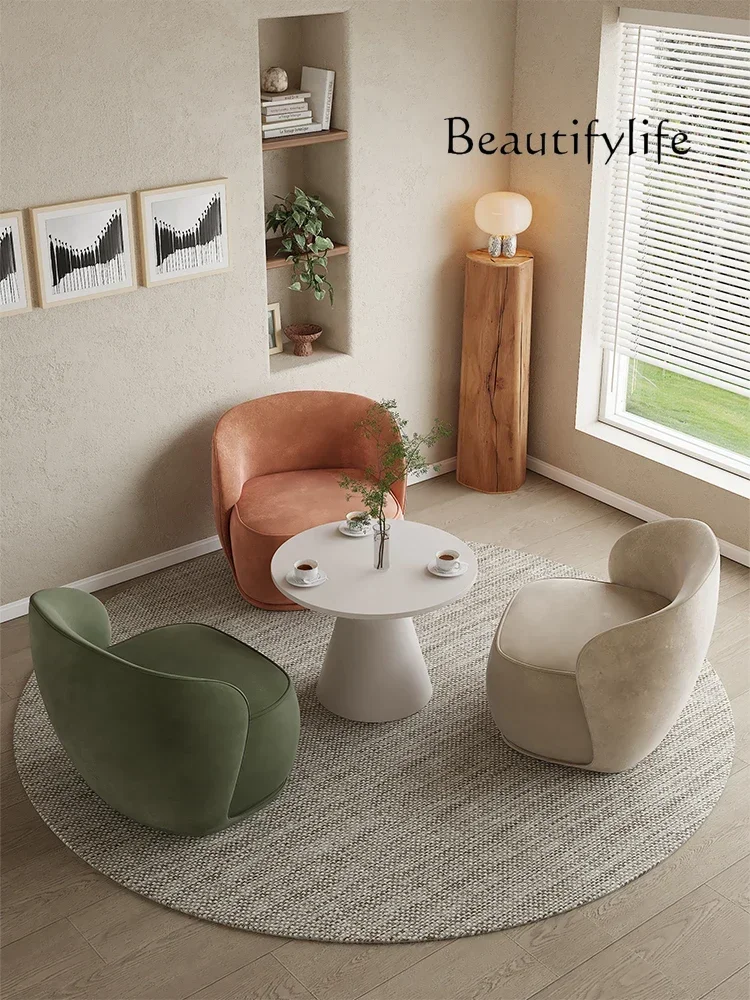 Nordic Cream Fabric Sofa Rest Reception Single Chair