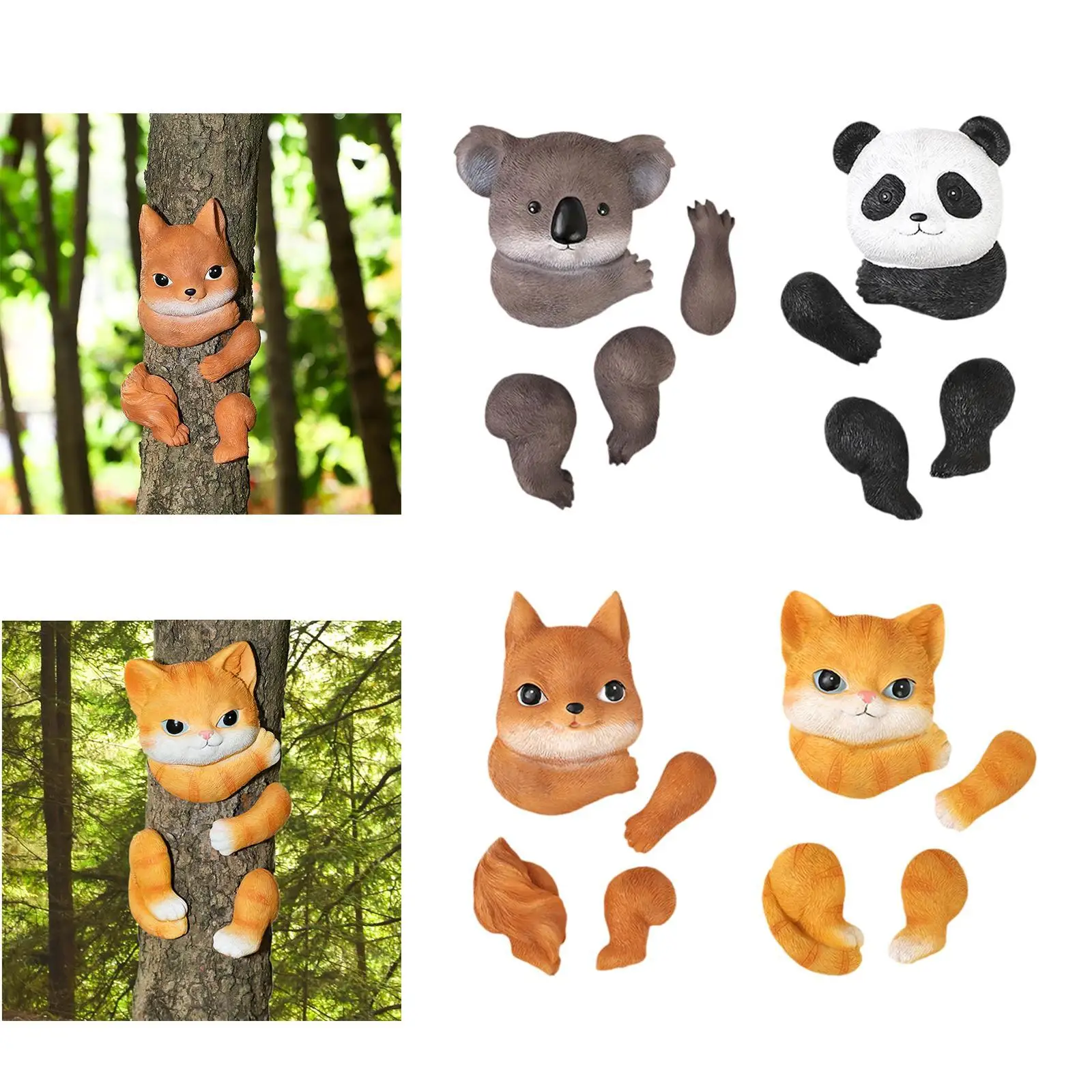 

Animal up A Tree Statue Tree Hugger for Backyard Hand Painted Accessories Lightweight Multipurpose Yard Decor Outdoor Landscape