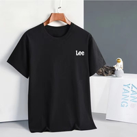 Lee Tide Brand Short-sleeved 100_ Cotton T-shirt Round Neck Men's Women's Same Thin Solid Color Versatile Half-sleeved T-shirt