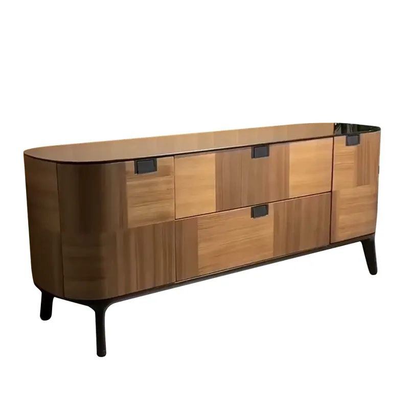 

Обеденный боковой шкаф из черного ореха, современный светлый роскошный шкаф из цельного дерева для гостиной, домашний шкаф для столовой, шкаф для хранения в фойе