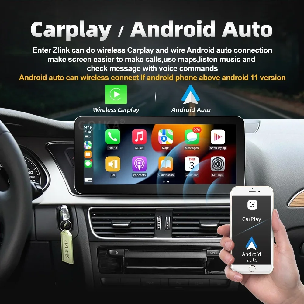 12.3 بوصة نظام أندرويد 11 سيارة واي فاي 4G SIM Carplay DSP IPS شاشة السيارة لأودي A4 B8 A5 2009-2016