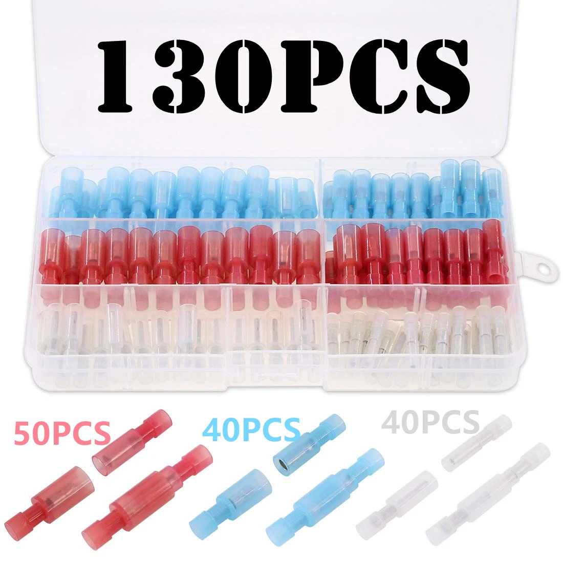 

130PCS Fully Insulated Bullet Spade Female Male Insulating Joint Wire Connector Electrical Crimp Terminals Kit