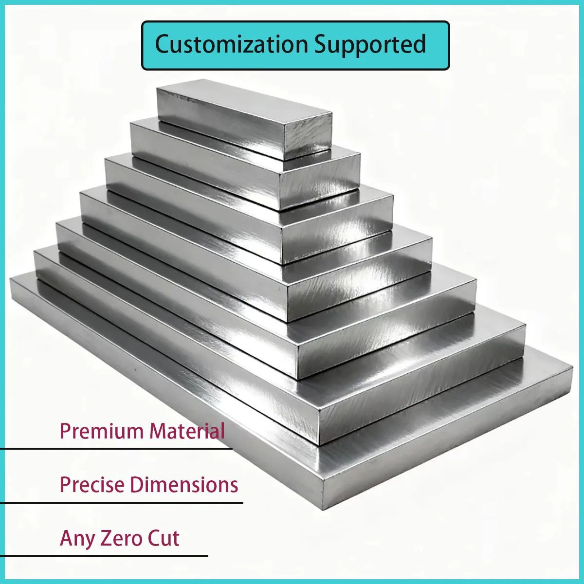 3-30mm thick aluminum flat steel 50-300mm long, high strength, suitable for industrial/DIY engineering applications