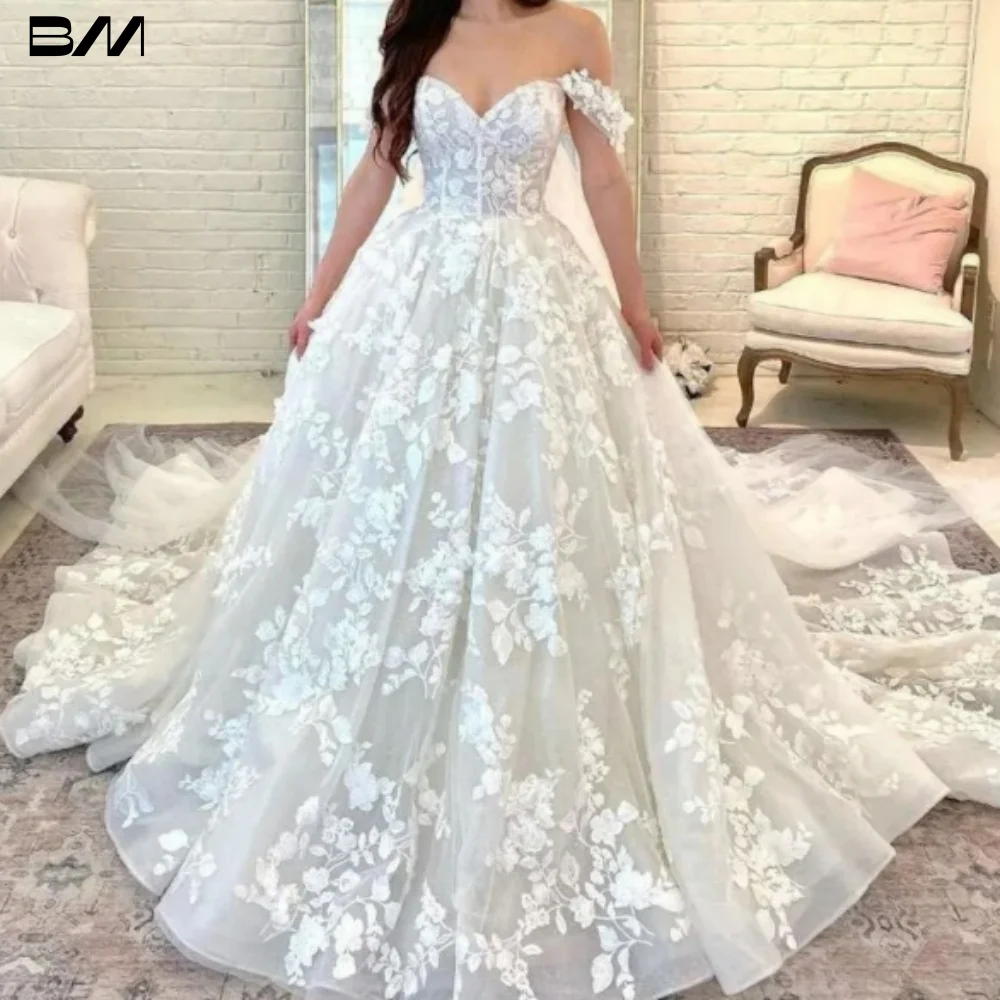 Romantic Off The Shoulder Wedding Dress Graceful Ball Gown Bridal Gown Modern Customized Bride Dresses Vestidos De Novia