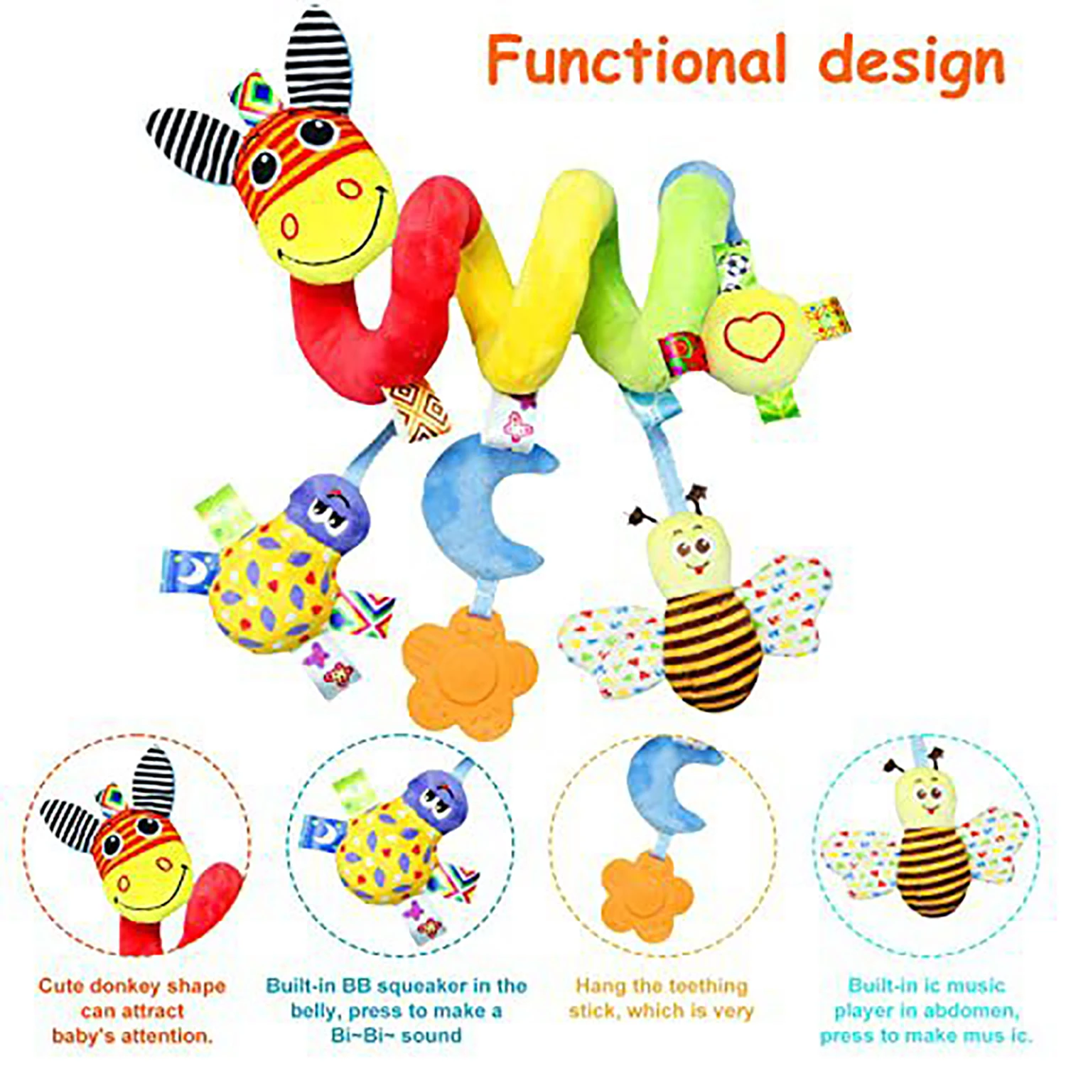 Pasgeboren Baby Pluche Speelgoed Bed Opknoping Kar Hanger Pluche Rustgevende Speelgoed Grijpen Oefening