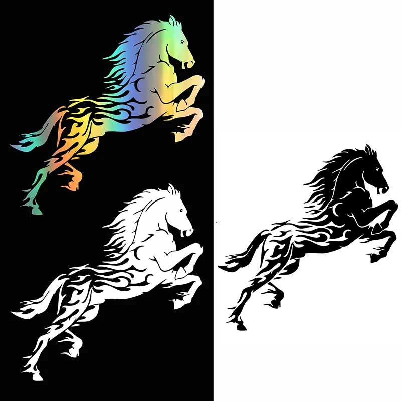 19.5x20cm Horse Motorcycle Reflective Vinyl Sticker Decal Car Bumper Fuel Tank Window Rear Decal Interior Accessories