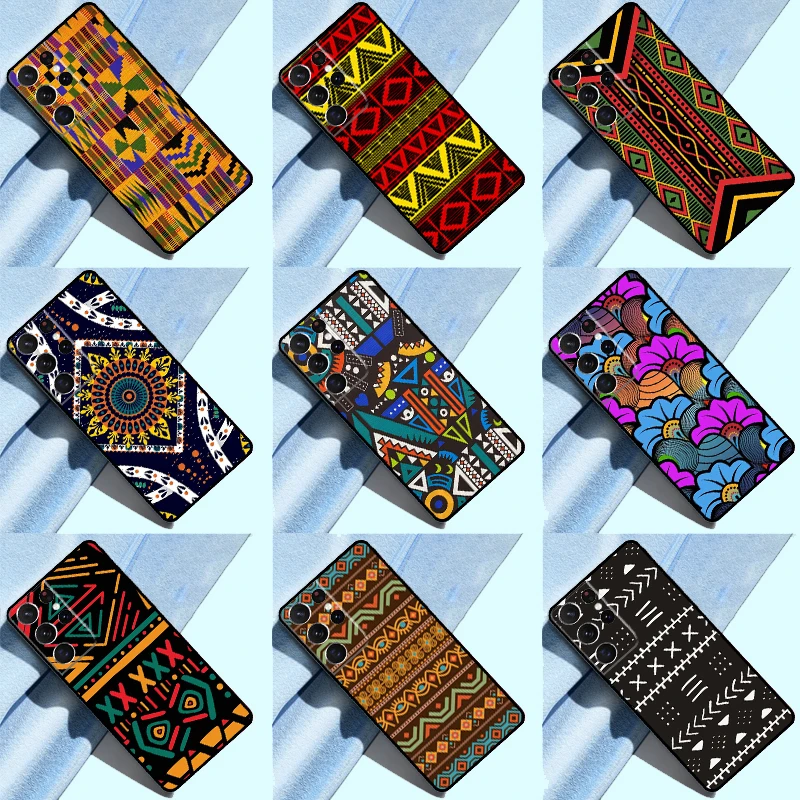 African Wax Print Design Soft Case For Samsung Galaxy S22 Ultra S8 S9 S10 S20 FE S21 Plus S10e Note 20 Ultra Cover