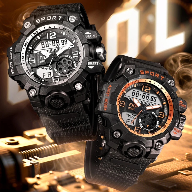 FIDI New Arrival World Time Plastic Soft Strap Classic Digital Sport Trendy Watch Electronic Chrono Watch FD123