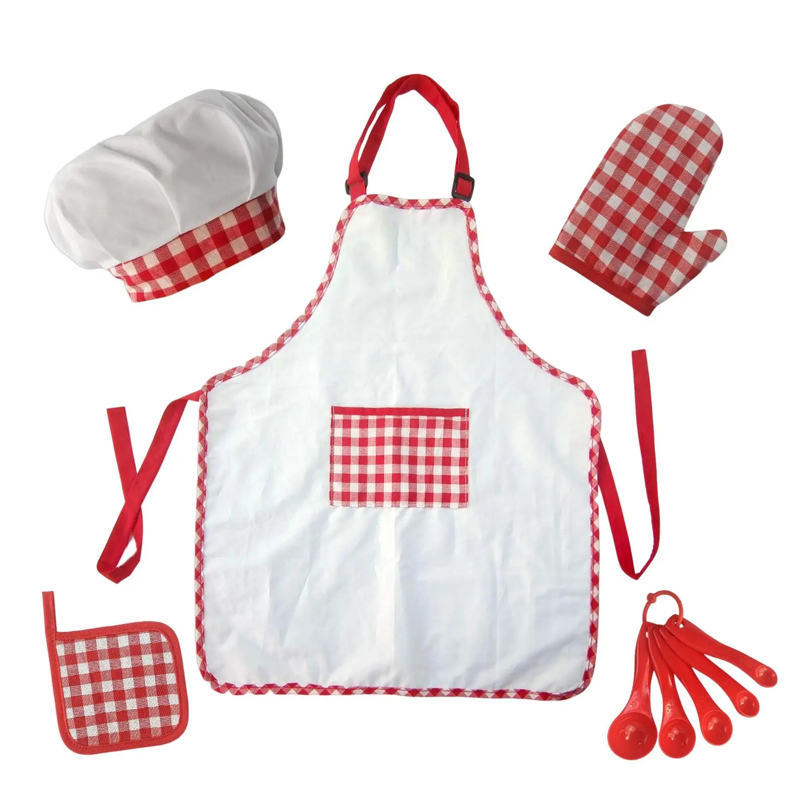 5Pcs Child Cooking And Baking Set Dress Up Clothes Chef Apron Hat for Toddler