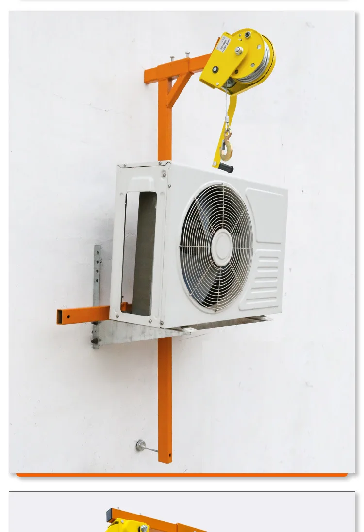 Hand Cranked Winch Air Conditioning Bracket Outdoor Unit Lifting Tool with Self-Locking Installation 1200 Lb Capacity