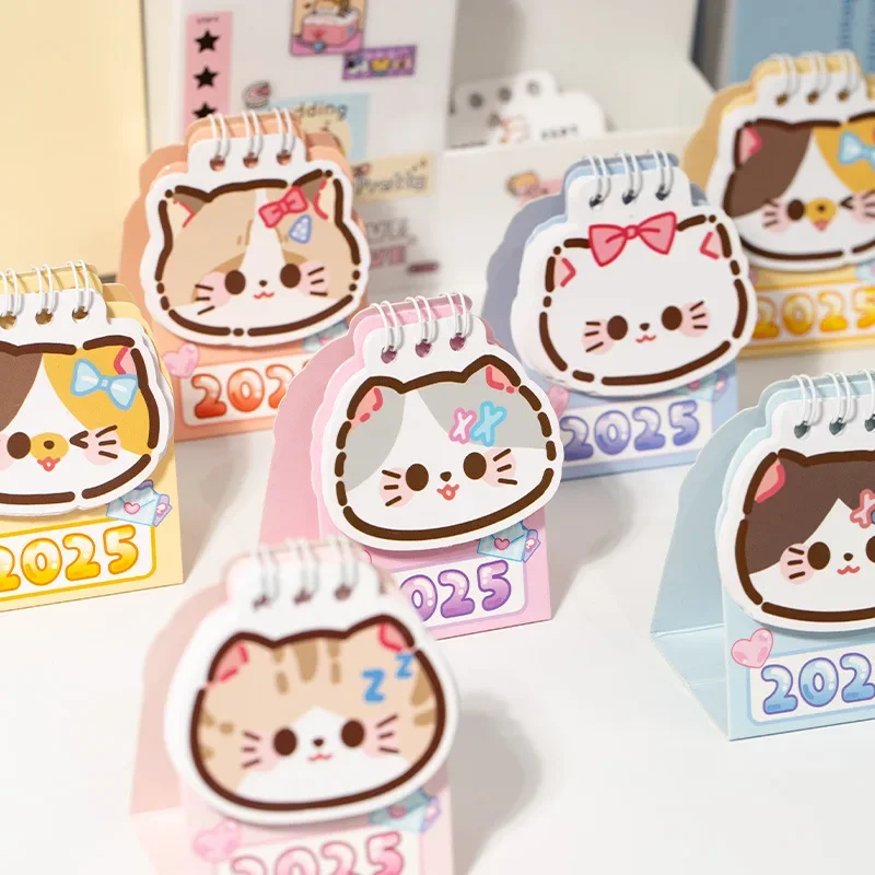 

2025 Desk Calendars Kawaii Mini Cat To Do List Coil Calendar Book Cute Daily Planner Schedule Organizer Time Manegement Office