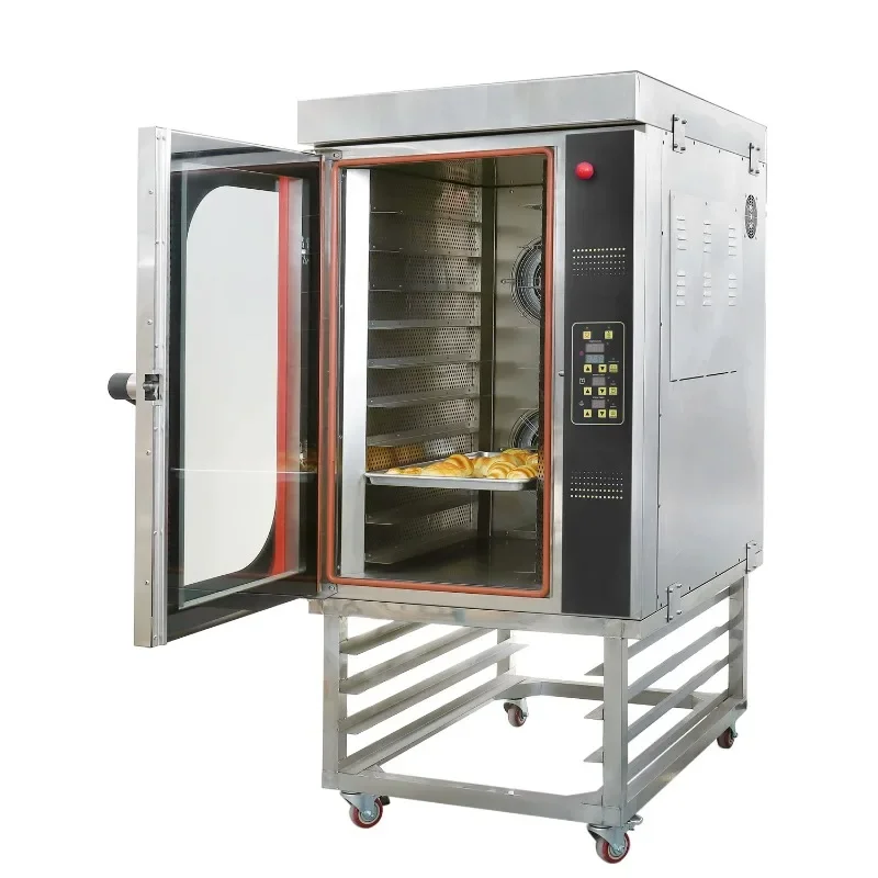 Electric Hot-Air Convection Oven 10 Trays Digital Control Panel with Trolley Cart To Carry The Trays