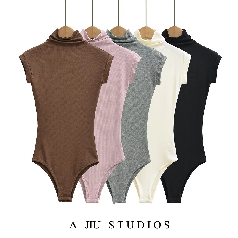 

Street Sle High Collar Sexy Spicy Girl Women's Elastic Slimming Base Layer Vest Inner Wear ort Pants