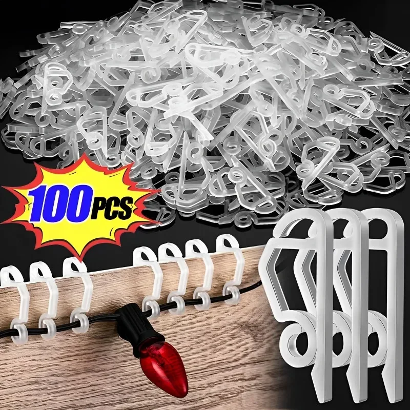 20/100 Stück Dachrinnenhaken, LED-Lichthalter, Weihnachtsbeleuchtung, Clips für den Außenbereich, wetterfest, S-förmige Clip-Haken für Zuhause, Weihnachtsbaum