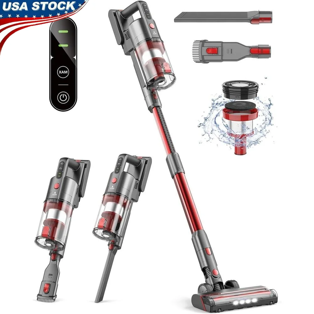 Cordless Stick Vacuum Cleaner 7 in 1 Powerful Suction 85000RPM Motor Lightweight 5 Stage Filtration V-Shaped Brush Self-Standing