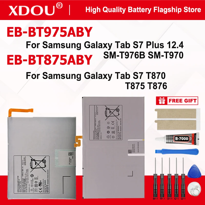 Brand New EB-BT975ABY EB-BT875ABY Battery For Samsung Galaxy Tab S7+ S7 Plus 12.4 SM-T976B SM-T970/ S7 T875 Tablet batteria