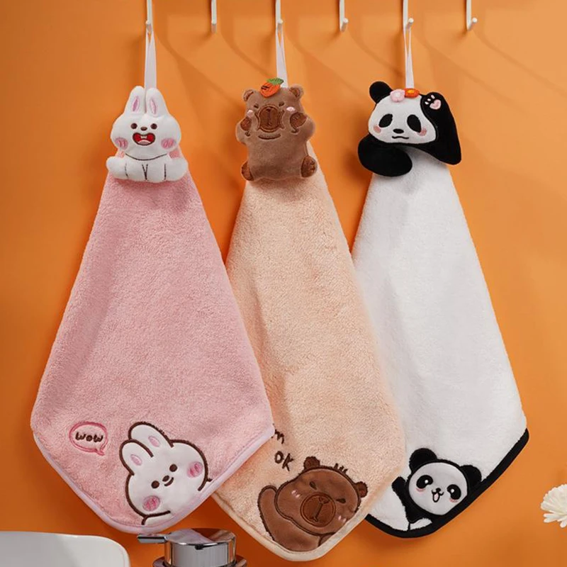 Animal Patterneds Kids Hand Towels Soft Corals Velvets Highly Absorbent Fast Drying For Kitchens And Bathrooms