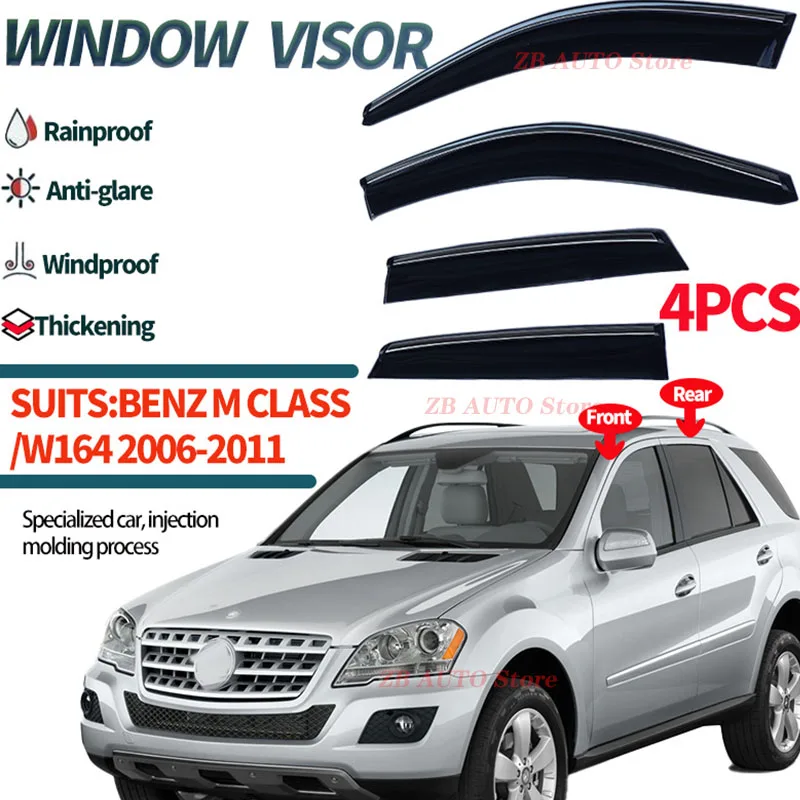 

FOR BENZ M CLASS/W164 2006-2011 Window visors Rain water prevention; Covering the sunlight; Anti fog; Snow prevention