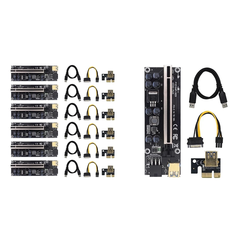 009S Plus Riser Card VER009S PCIE PCI-E PCI Express X16 GPU 6In Adapter Card 1X 16X Extender USB 3.0 Cable