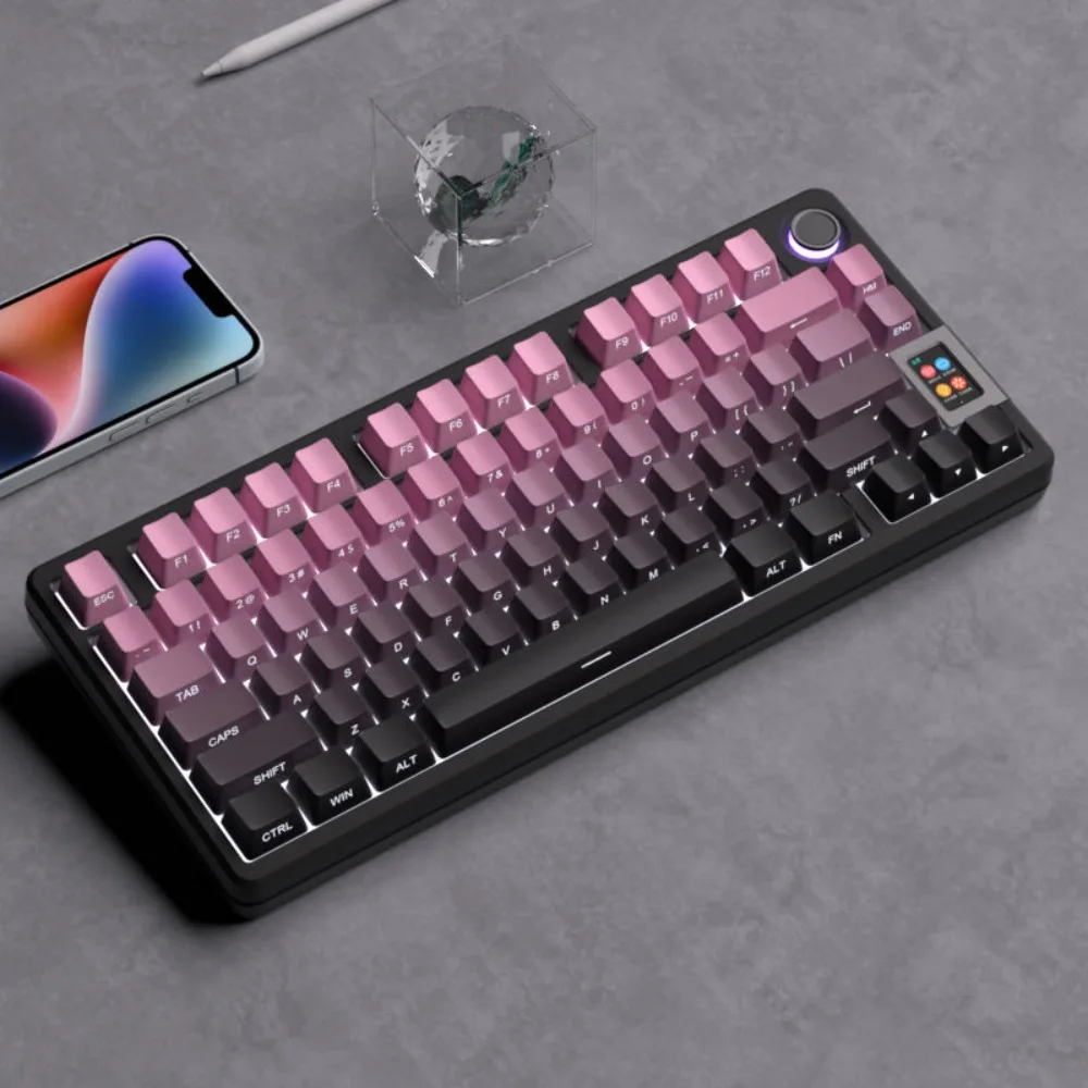 

130 keys gradual change blackberry purple, transparent keycap PBT OEM shape, suitable for MX switch game mechanical keyboard