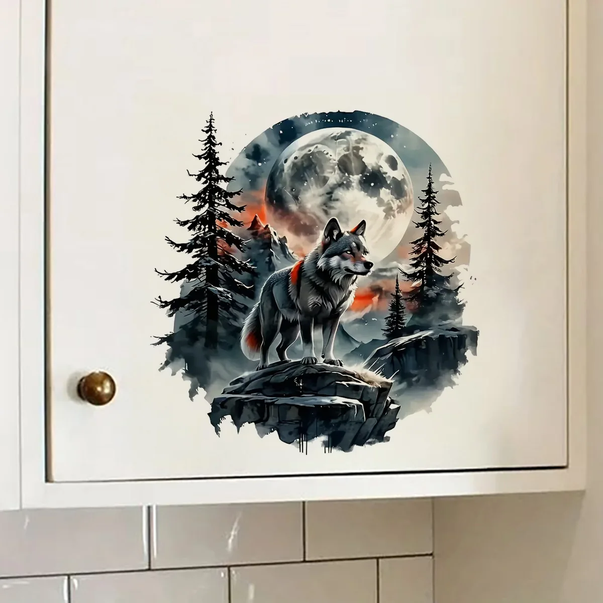 

Wolf Howling Decal Bedroom Entryway Living Room Home Decoration Wall Stickers, Waterproof Vinyl Toilet Car Stickers