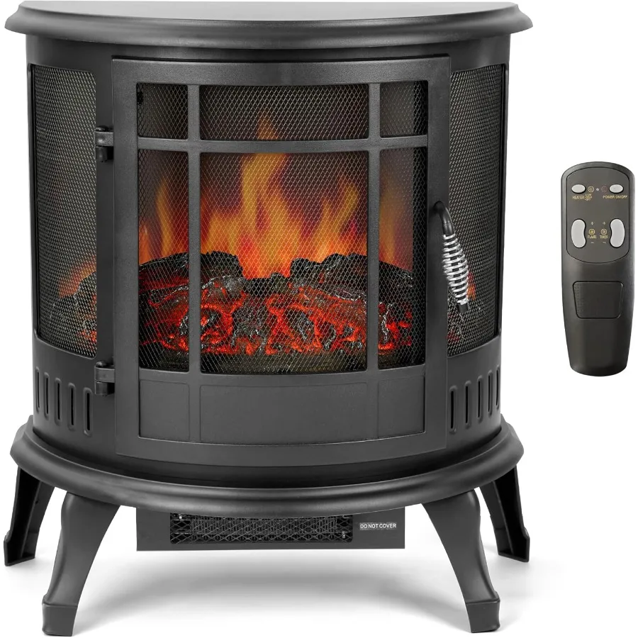 

25in Electric Fireplace Heater Stove with Realistic LED 3D Flames and Remote Control for Indoor Use Infrared Heating Technology