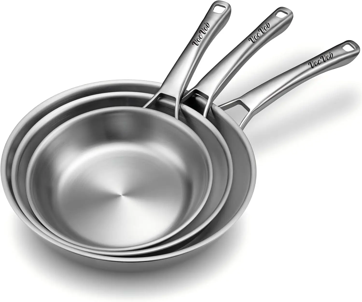 

Набор из трех частей сковороды из нержавеющей стали, сковороды без PFOA и PTFE, набор сковородок для шеф-повара, набор индукционных посуды для варочной панели