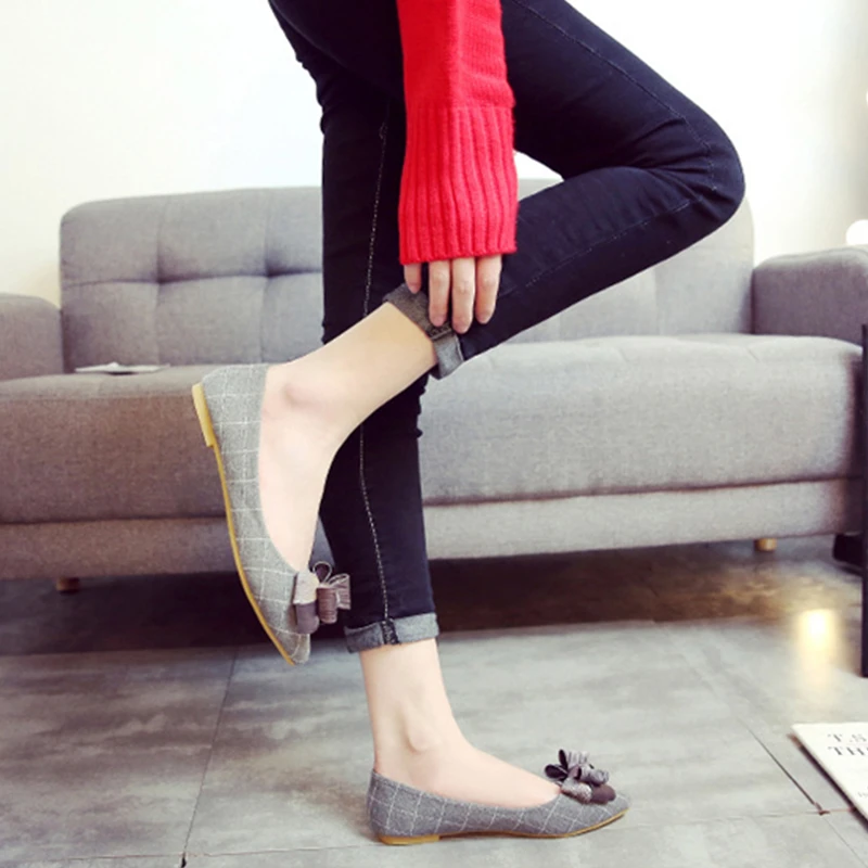 New Women Shoes Casual Flats Shoes Woman Plus Size Flats Fashion Butterfly-knot Slip-on Loafers Ladies Boat Shoes Spring Autumn