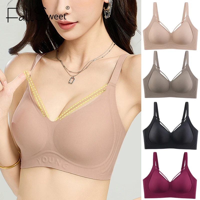 FallSweet Plus Size Wireless Invisible Bra for Woman Seamless Push Up Bralette Comfort Breathable Female Brassiere Sexy Lingerie