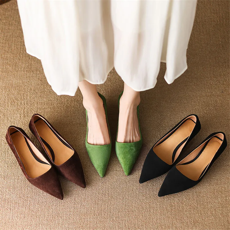 2023 Spring Sheep Suede Women Shoes Female Stiletto Heels Shallow Pumps French Elegant Summer Shoes for Women Zapatos Para Mujer