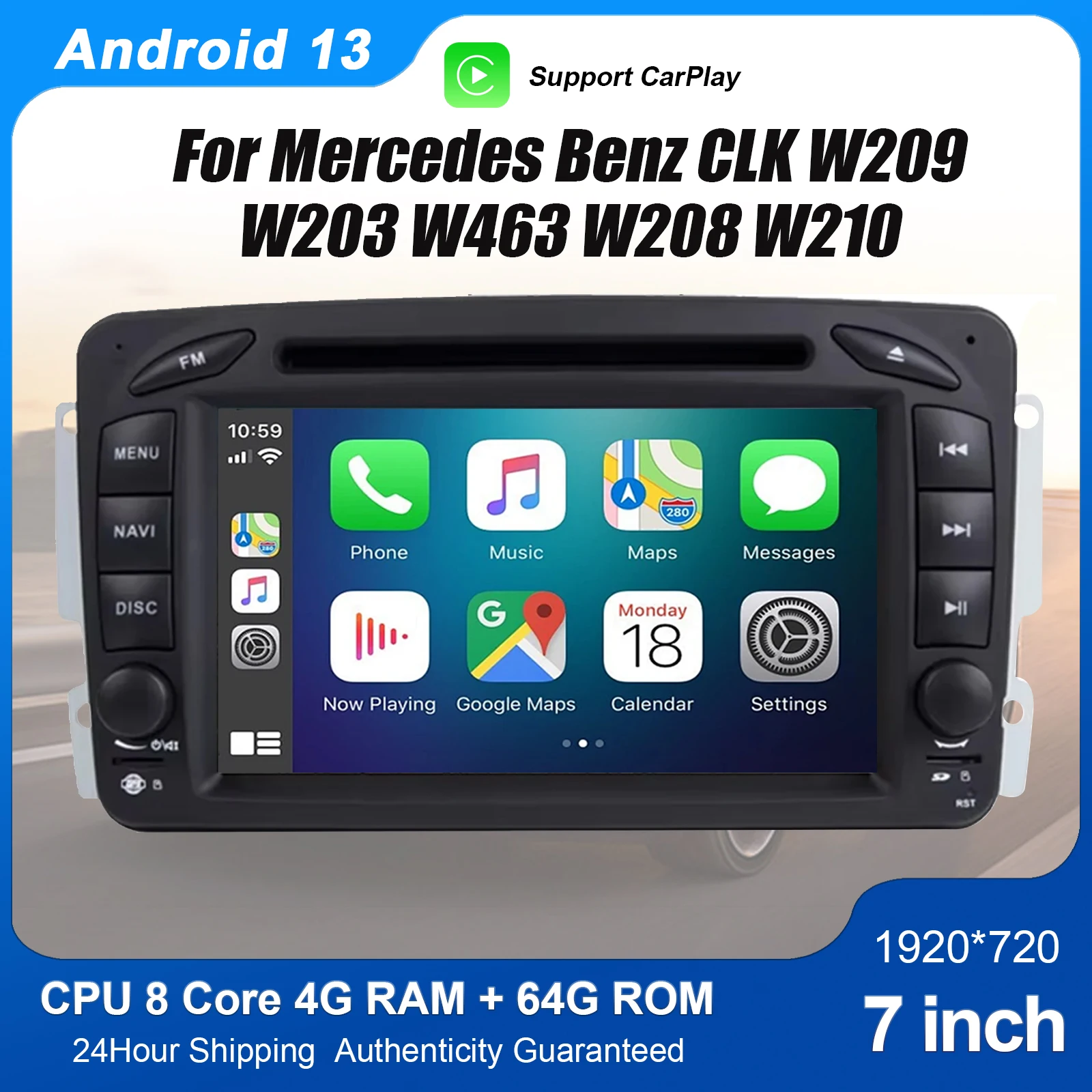 Radio de coche Android para Mercedes Benz CLK W209 W203 W463 W208 W210 reproductor Multimedia compatible con CarPlay, GPS, Plug and Play