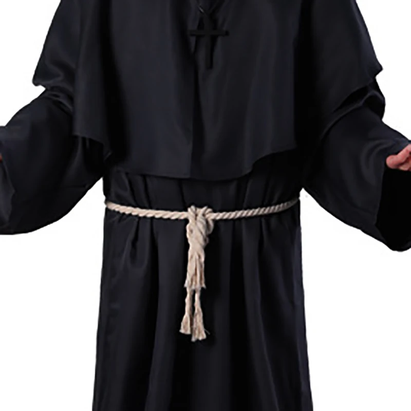 Wizard Cloak Halloween Medieval Christian Friar Priest Robes Witch Cape Party Death Ghost Vampire Devil Cosplay Costumes