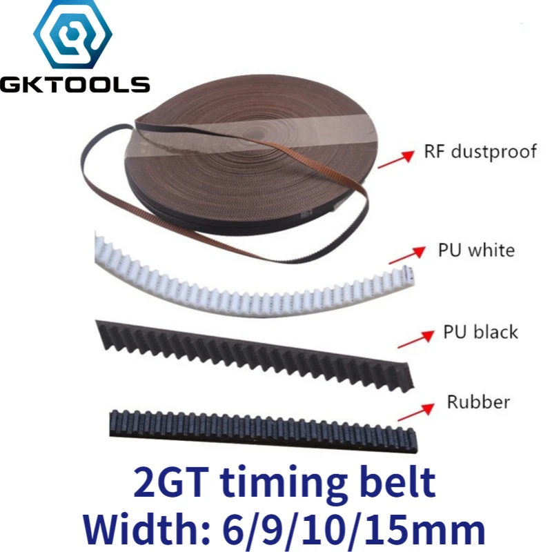 GKTOOLS 1000mm 3D Printer GT2 Open Synchronous Timing Belt Width 5/6/9/15mm Rubber Samll Backlash 2GT-5/2GT-6/2GT-9/2GT-15mm