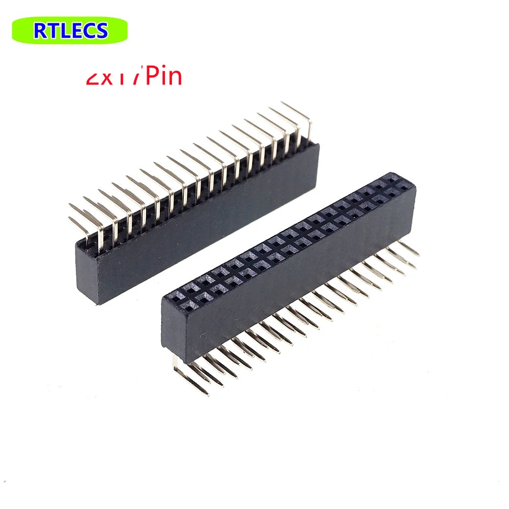 

20 Pcs PCB Female Header 2.54 mm 0.100" Pitch 2x17 Pin 34 Position Dual Row Right Angle Through Holes Edge Mount Horizontal