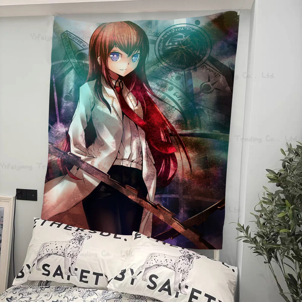 Steins Gate Cartoon Tapestry Art Science Fiction Room Home Decor Wall Hanging Sheets