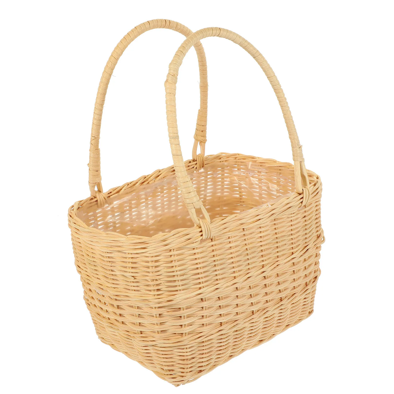 

Portable Flower Basket Rattan Hand-Woven Artificial Flower Shop Decorative Multi-Purpose Storage Basket Woven Baskets for Table