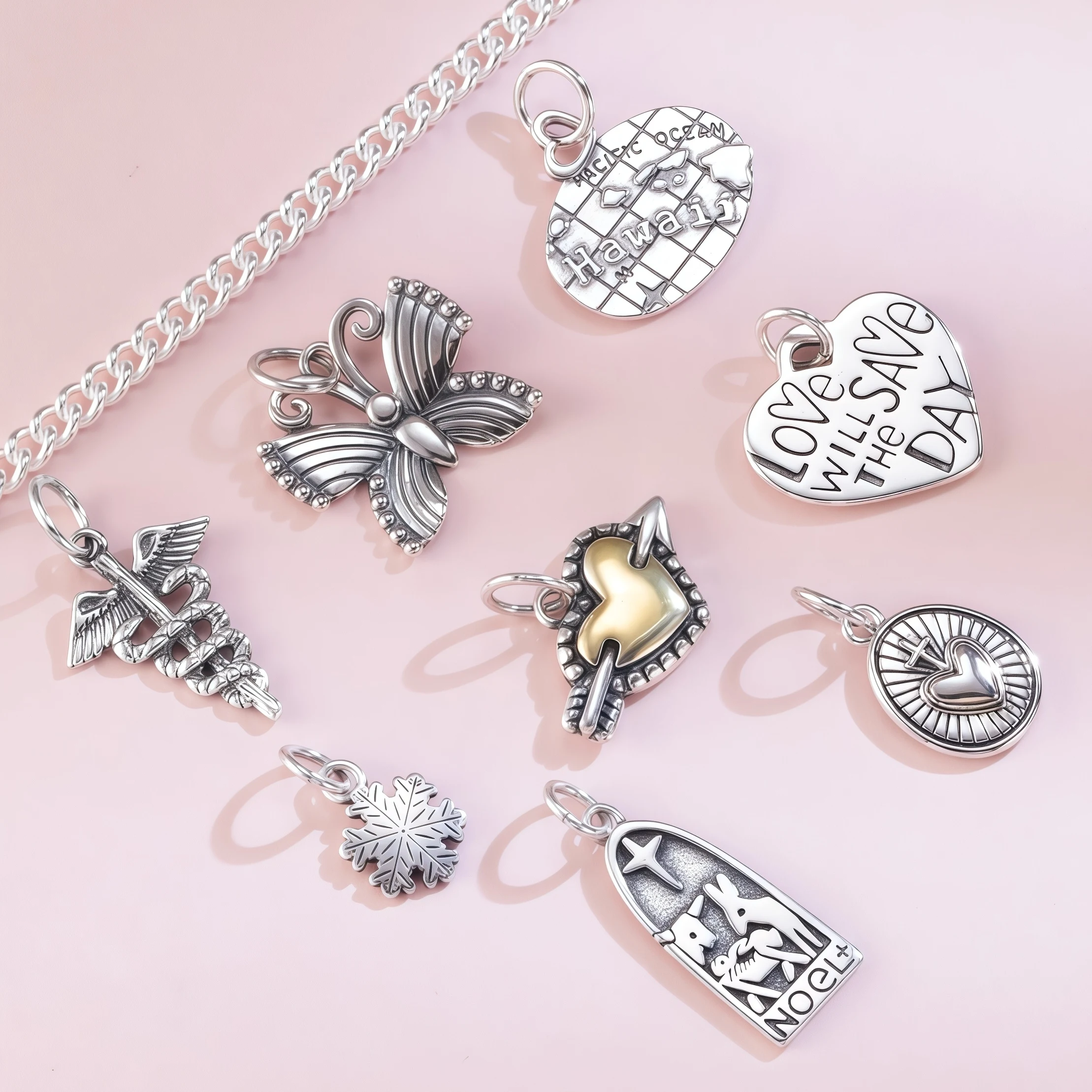 قلادة مجوهرات فضية عتيقة S925 جيمس أفيري، مثالية لخرائط هاواي والفراشات والقلائد والأساور التي تصنعها بنفسك