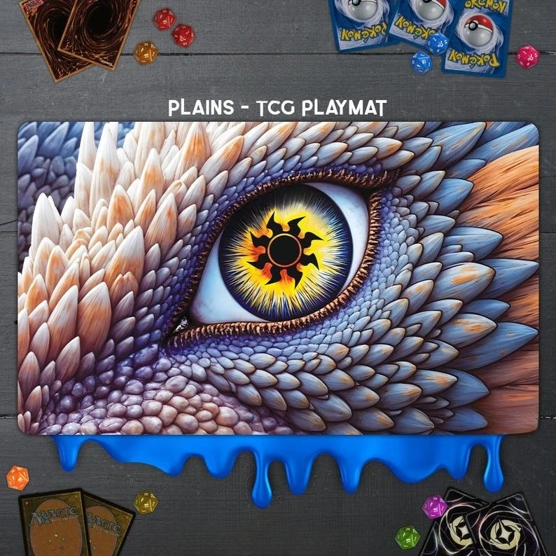 Six Elements Flying Longyan Design MTG TCG 60x35cm Trading Battle Card Pad Rutschfeste und waschbare Verschlusskanten