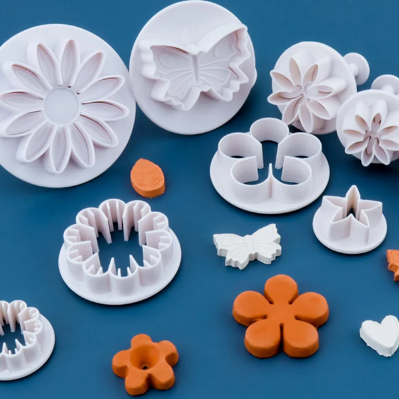 33 Pcs Cutters, Biscuit Cutter Mould, Ejector Stamp Modeling Cookie Plunger Spring Cutter Embossing Sugarcraft Flower Leaf DIY