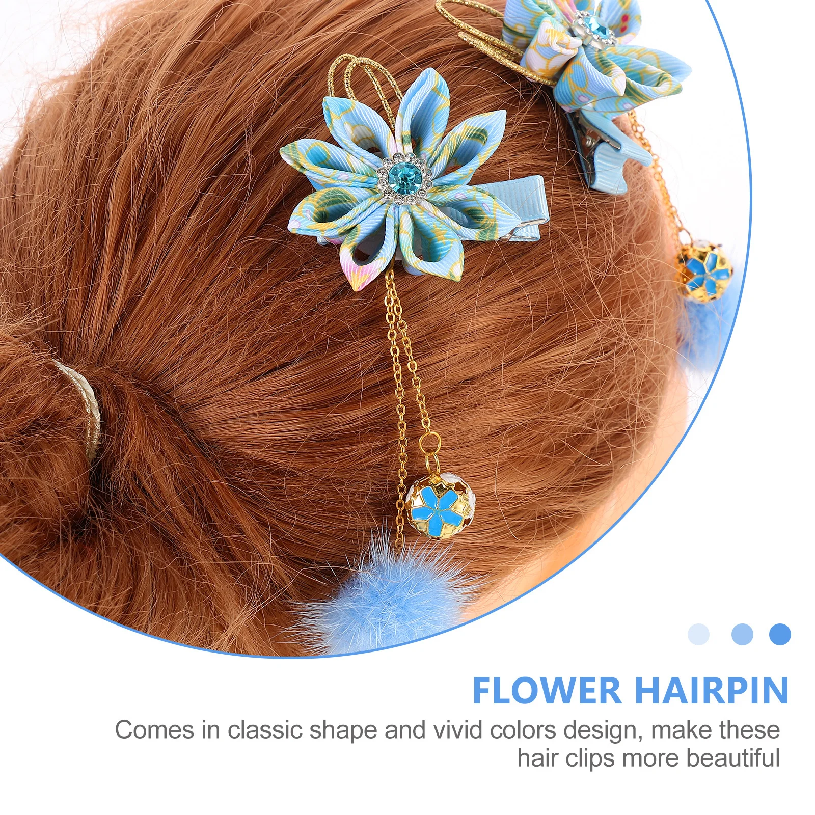 

2Pcs Vintage Flower Hair Clips with Dangle Charm for Baby Girls Kids Hairpin Daily Dressing Flower Barrette Hair Clip