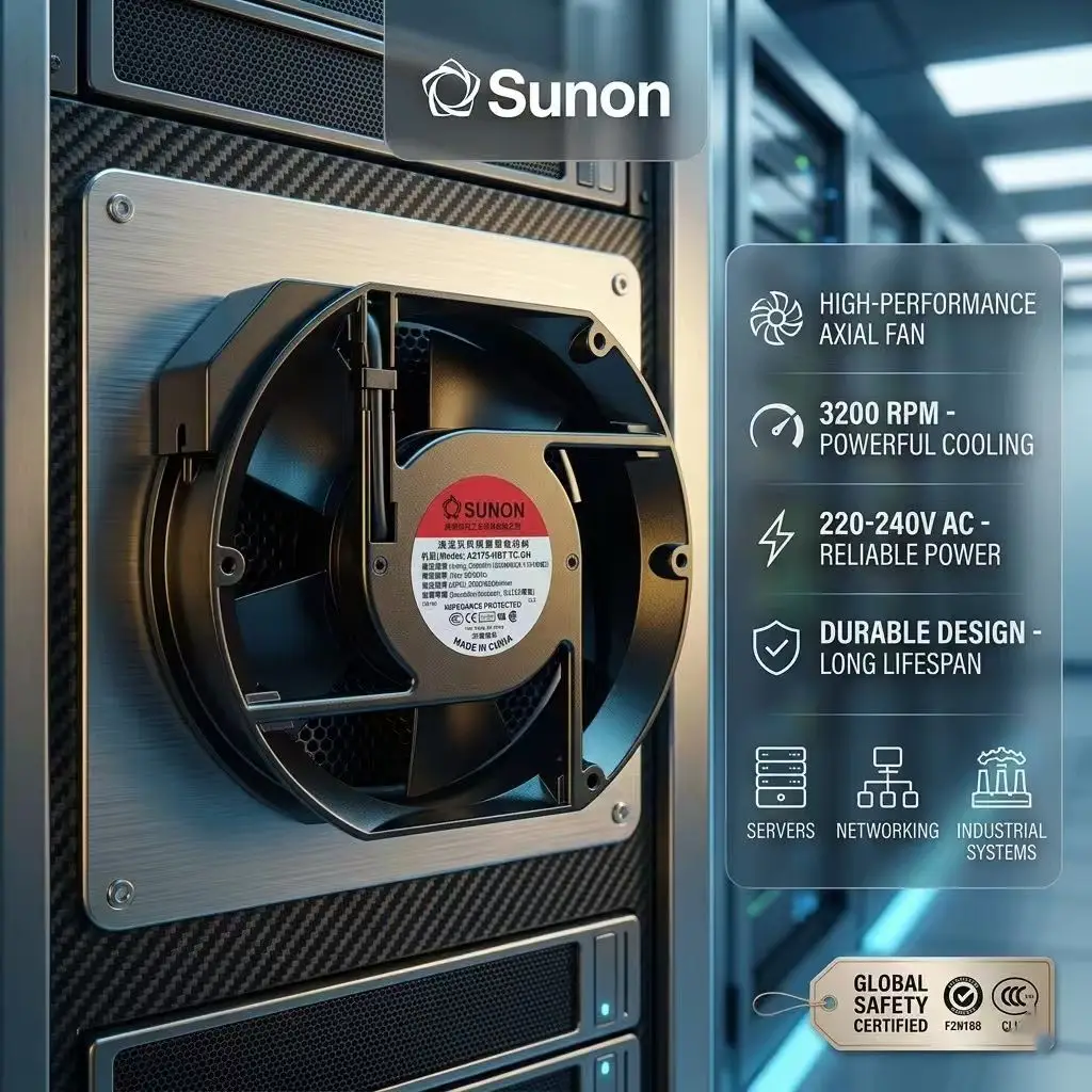 Ventilateur axial de refroidissement Sunon A2175-HBT TC.GN 17cm 1751 220V à condensateur, ventilateur industriel 170x150x51mm pour dissipation thermique