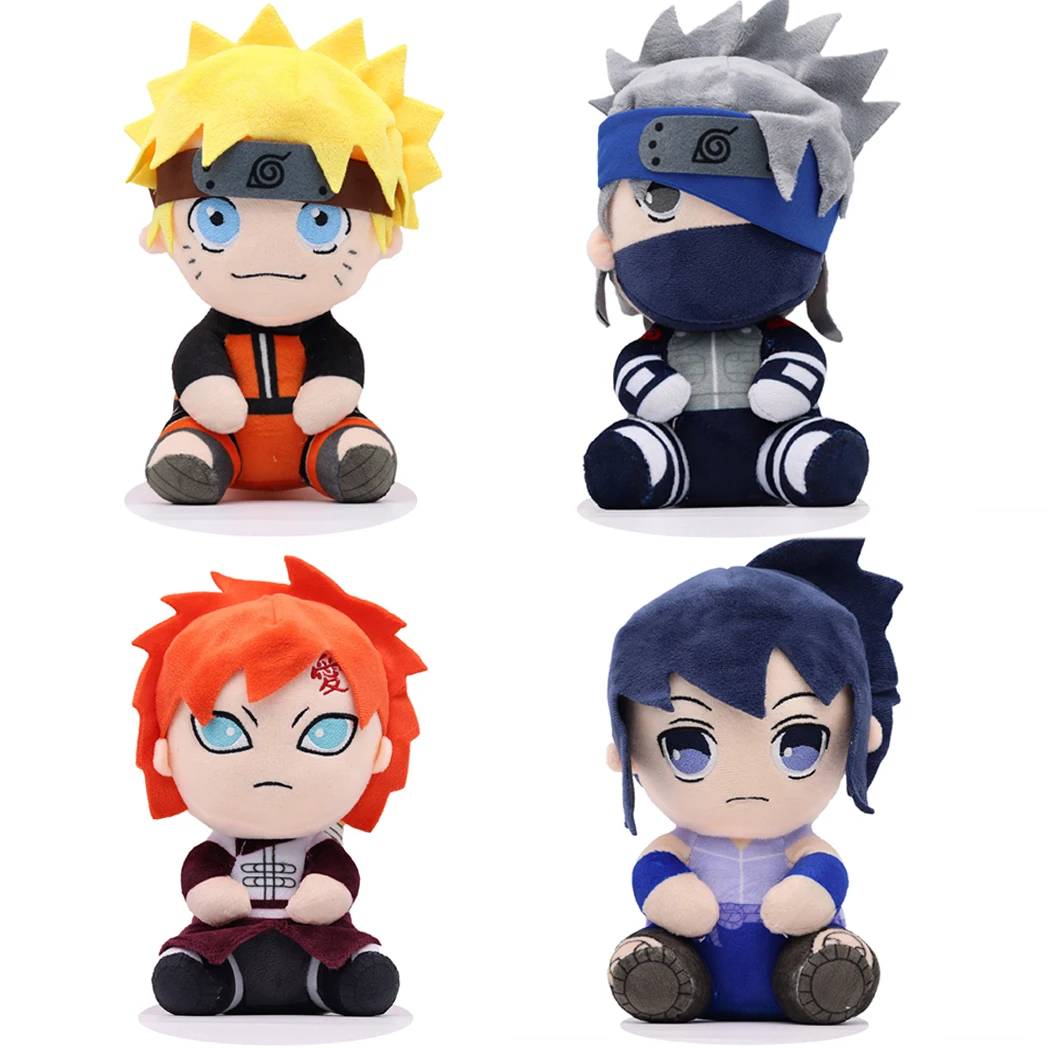 Personagens clássicos japoneses do anime Brinquedo de pelúcia para crianças, fantoches de mão, Naruto, Sasuke, Kakashi, bonito, presentes de aniversário, 20cm