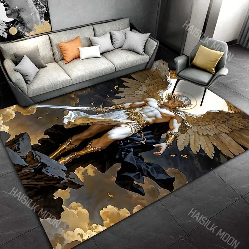 Angel halo golden armor Print Carpet Rug for Living Room Bedroom Sofa Doormat Home Decor Non-slip Floor Mat