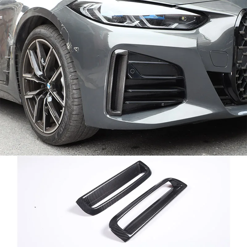 Real Carbon Fiber For BMW 4 Series F26 G26 2021-2023 Car Front Fog Lamp Frame Cover Decorative Sticker Auto Accessories