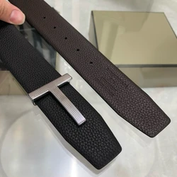 High Quality Designer Belts Men Fashion T Letter Luxury Famous Genuine Leather Belt Jeans Formal Cowskin Black Waist Strap 3.8cm