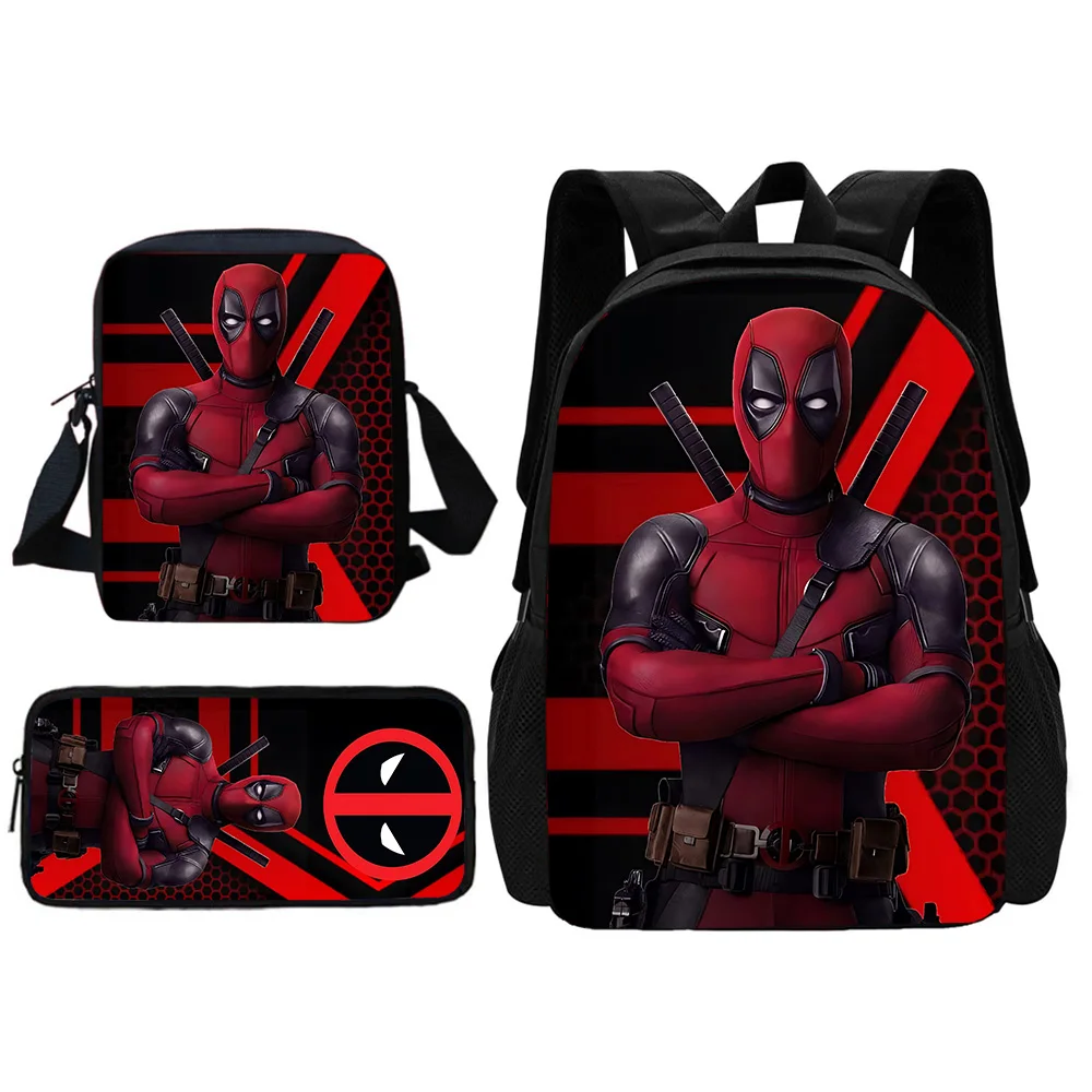 Deadpool Child School Backpack With Shoulder Bag Pencil Bags School Bags for Boys Girls Best Gift