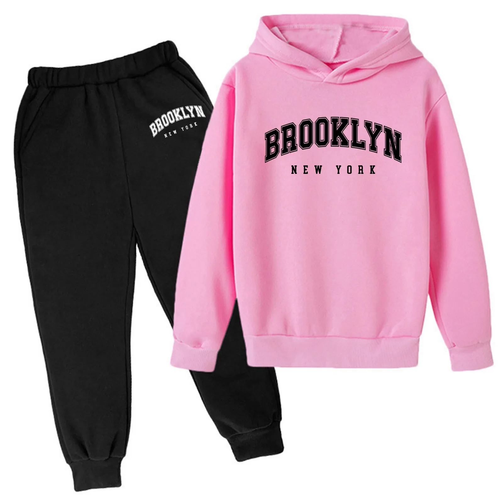 

Autumn Kids Classic Letter Printed Sport Suit Tracksuit Long Sleeve Hoodie Fashion Sweatshirt With Elastic Waistband Pant Set