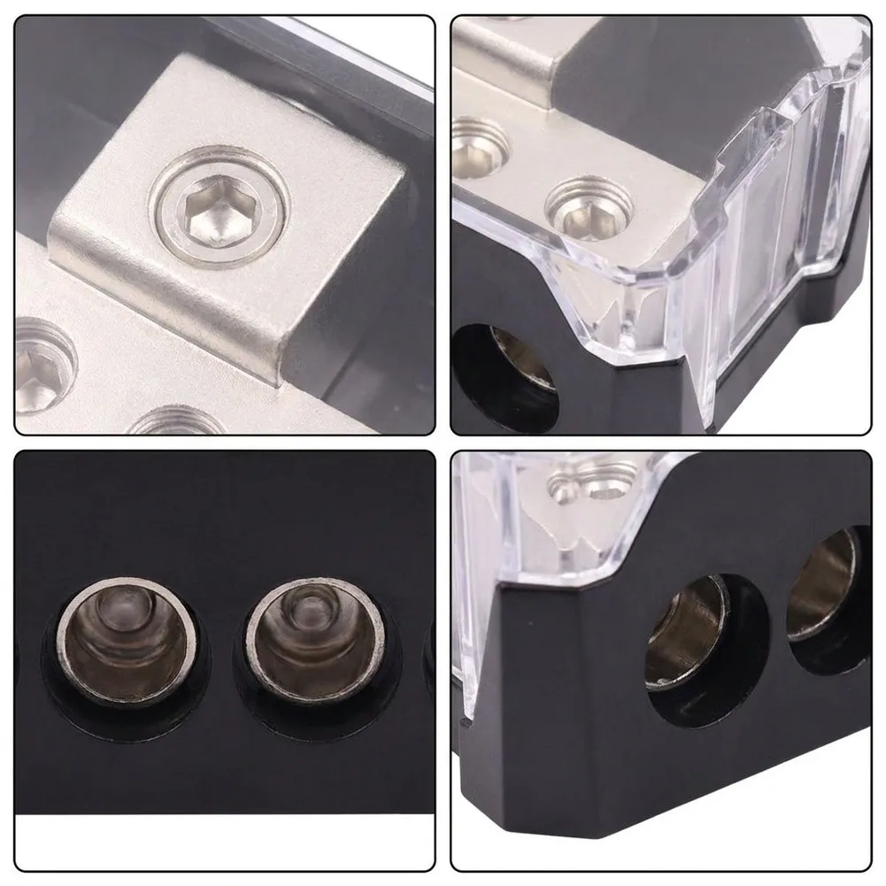 2pcs 4 Way For Car Audio Power Distribution Block Zinc Alloy Construction PolyFor Carbonate Clear Cover 12 48V