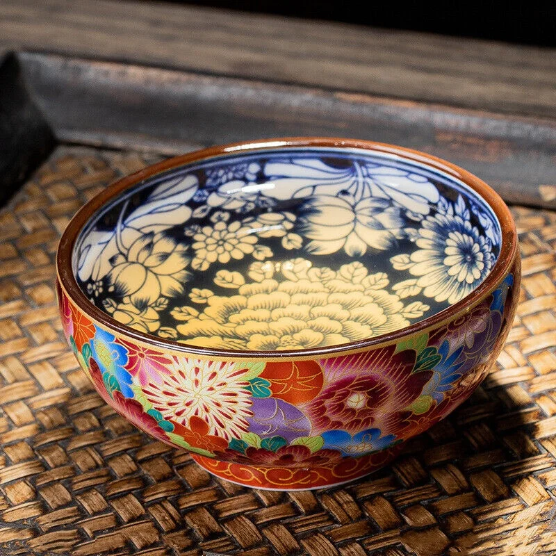 

Enamel Gold Tea Cup Chinese Style Tea Set Master Cup Kung Fu Tea Set Ceramic